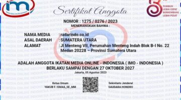Media Online RADARINDO.co.id Terima Sertifikat Anggota IMO Tahun 2023